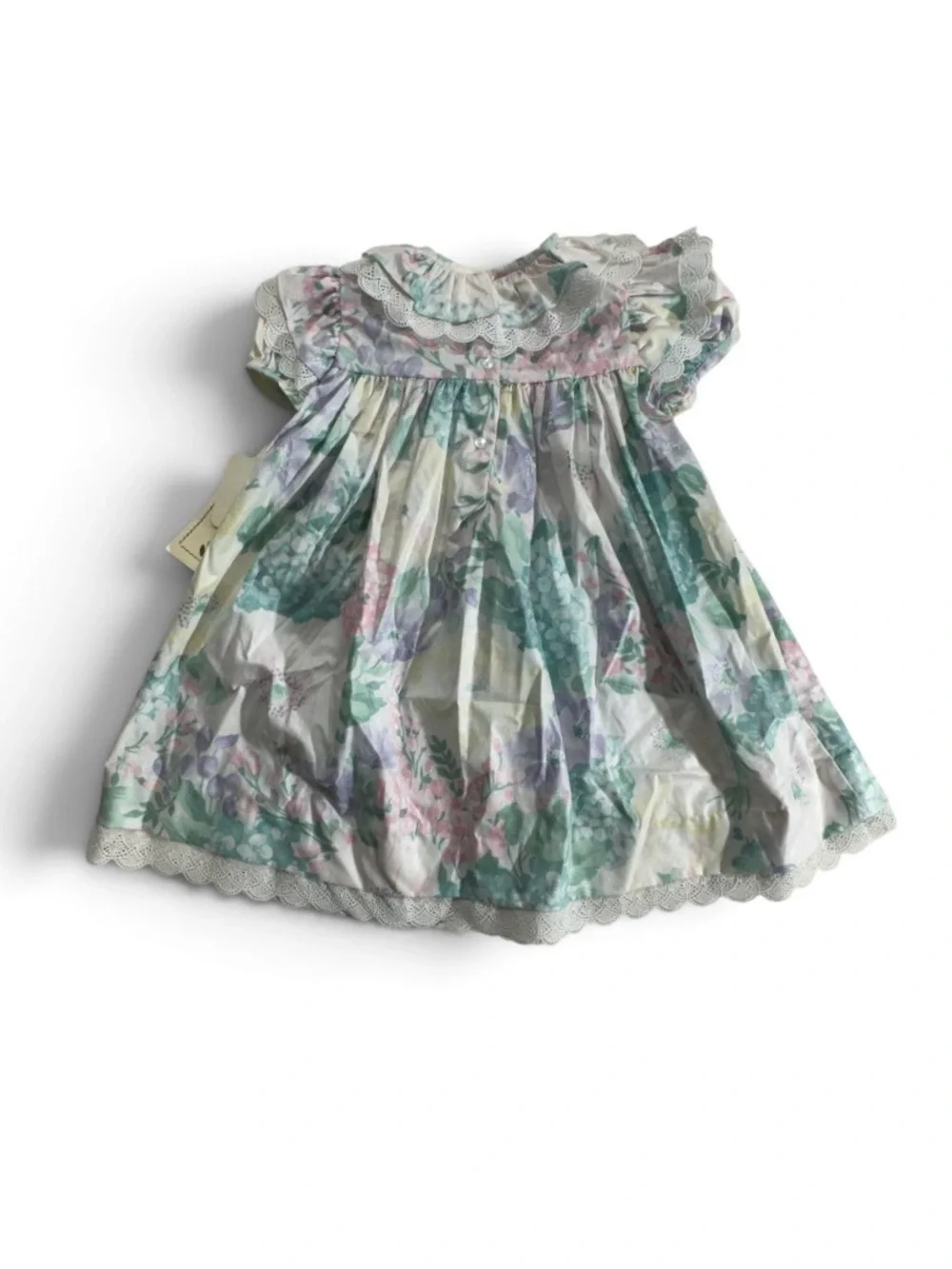 NWT Vintage Simi Baby Floral Pastel Baby Girl Dress with Lace Trim 24 Months